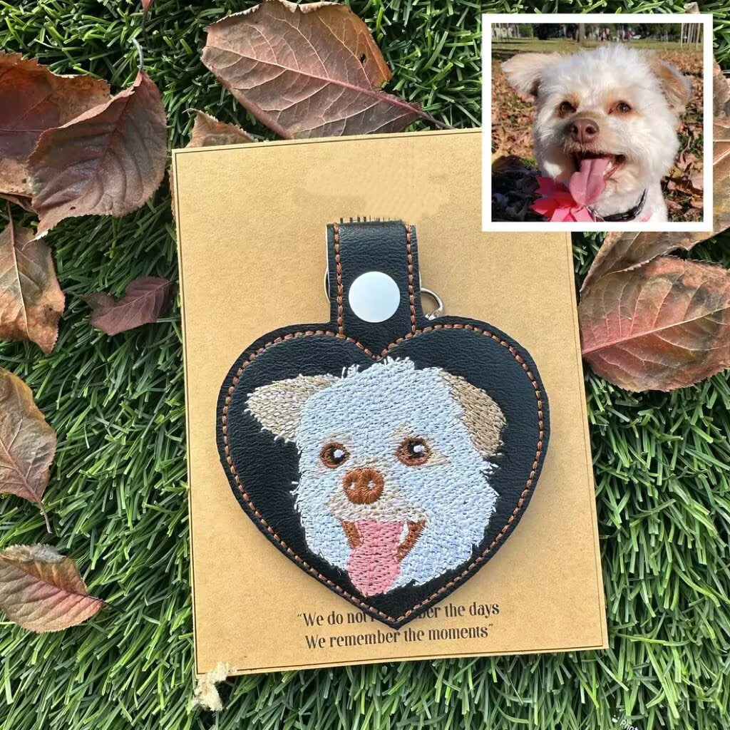 Custom Pet Embroidery Keychain | Pet Personalized Embroidered Keychain | Pet Embroidery | Animal Embroidery | Personalized Pet Gifts