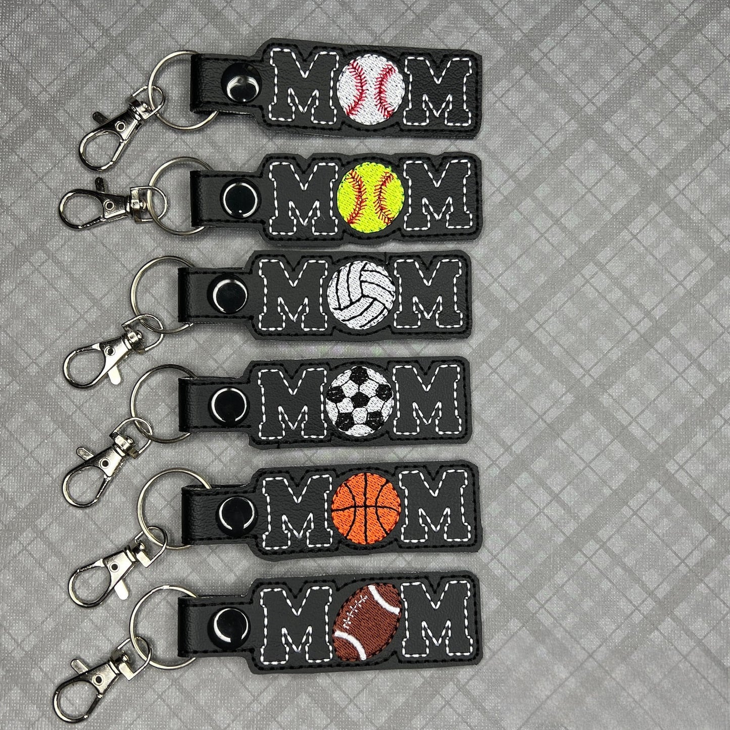 Softball Mom Embroidered Keychain - Handmade Team Spirit Bag Charm Gift for Moms