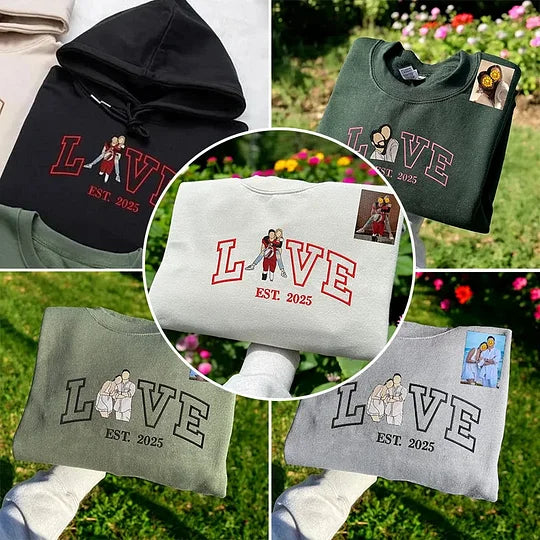 Custom Couple Hoodies with Heart - Felt Embroidery for Valentine's