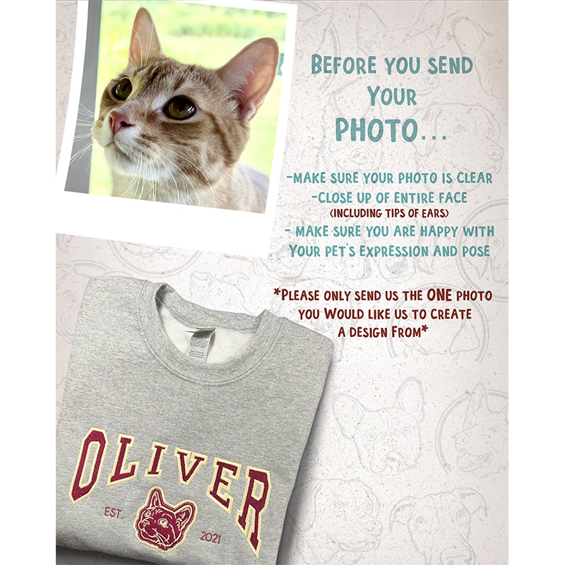 Custom Pet shirt, Embroidered Pet Hoodie,Personalized Dog Embroidery College Sweatshirt