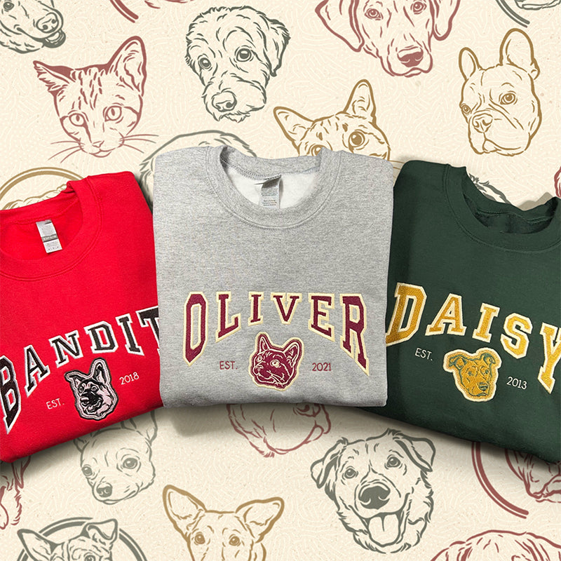 Custom Pet shirt, Embroidered Pet Hoodie,Personalized Dog Embroidery College Sweatshirt