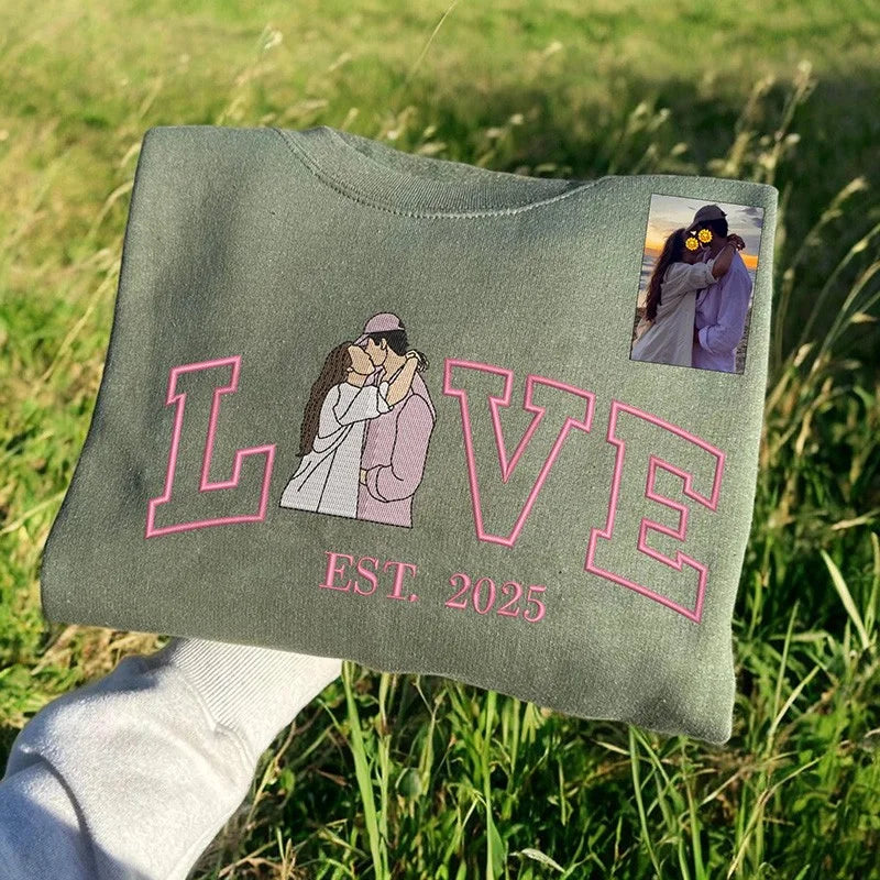 Custom Couple Hoodies with Heart - Felt Embroidery for Valentine's