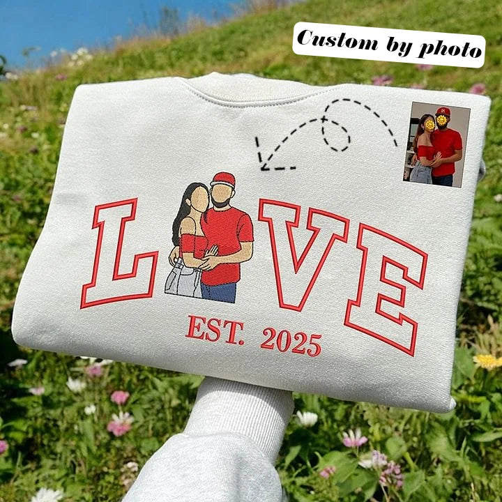 Custom Couple Hoodies with Heart - Felt Embroidery for Valentine's