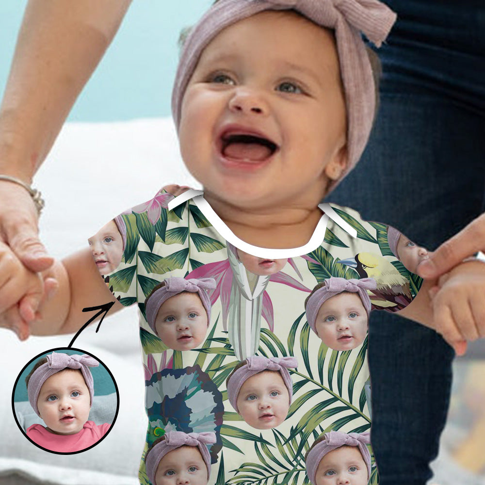 Custom Photo Baby Bodysuit Tropical Vegetation All Over Print