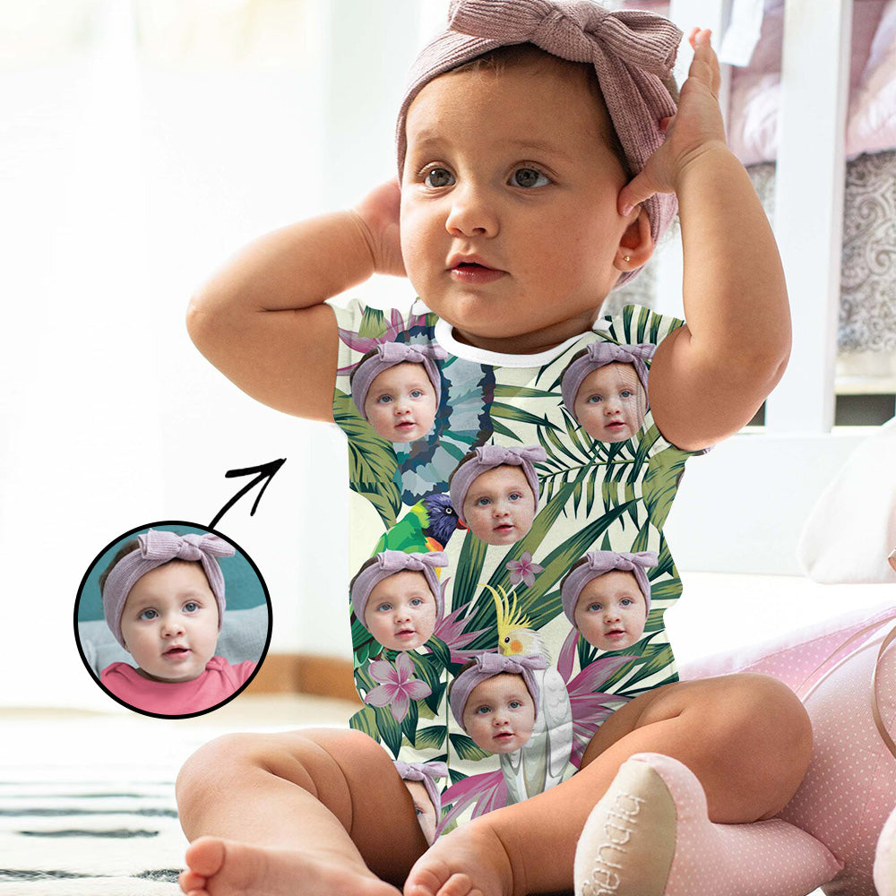 Custom Photo Baby Bodysuit Tropical Vegetation All Over Print