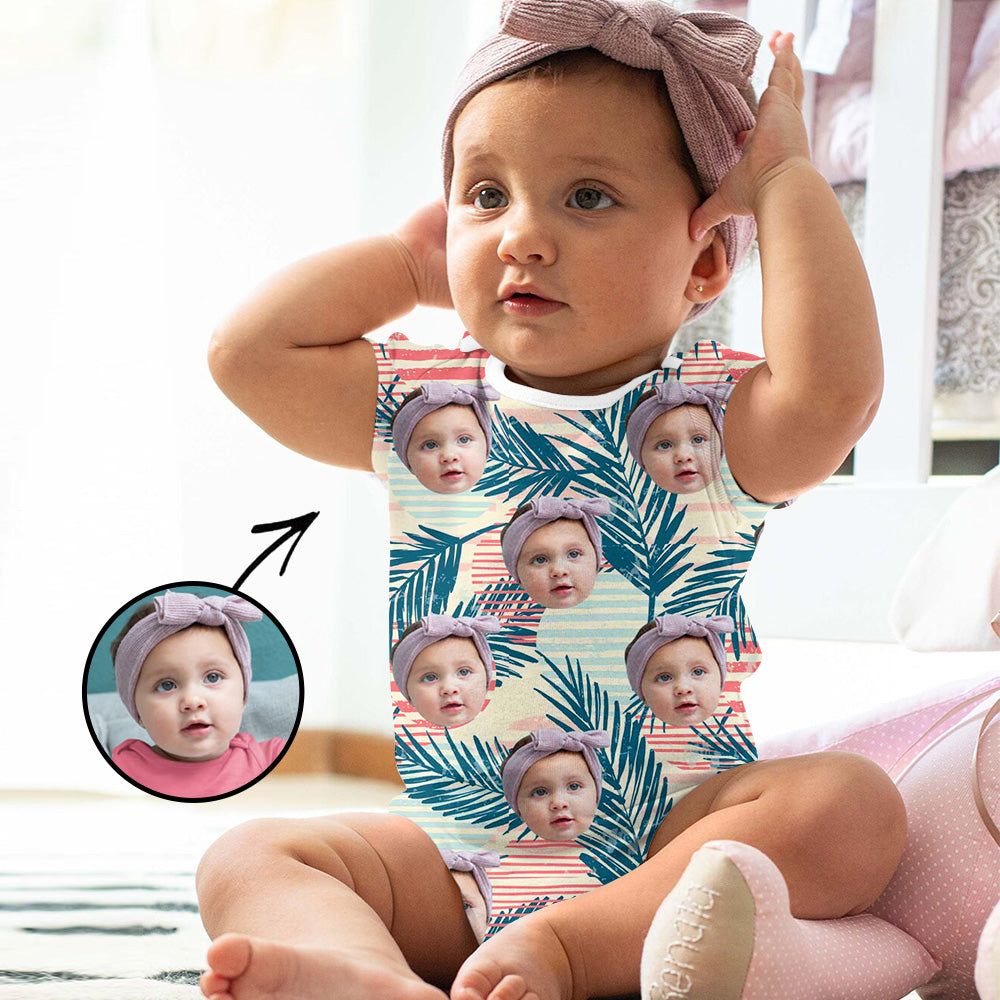 Custom Photo Baby Bodysuit Tropical Vegetation All Over Print
