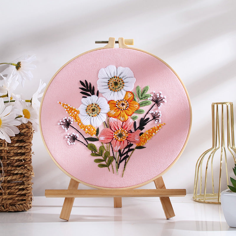 Holiday Embroidery DIY Set Embroidery Kit For Beginner - Creative Handmade Gift with Hoop, Thread & Felt