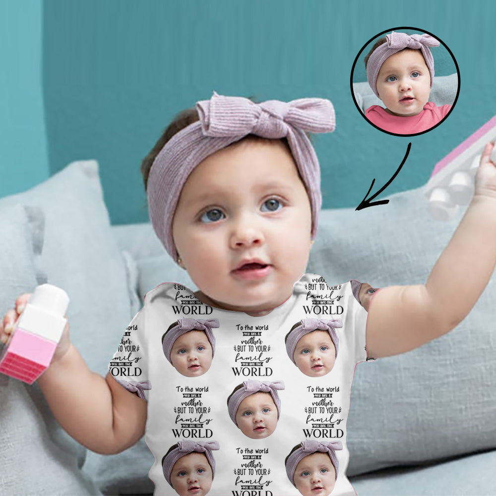 Custom Photo Baby Bodysuit To The World You Are A Mother But To Your Family You Are The World Mother's Day Gifts