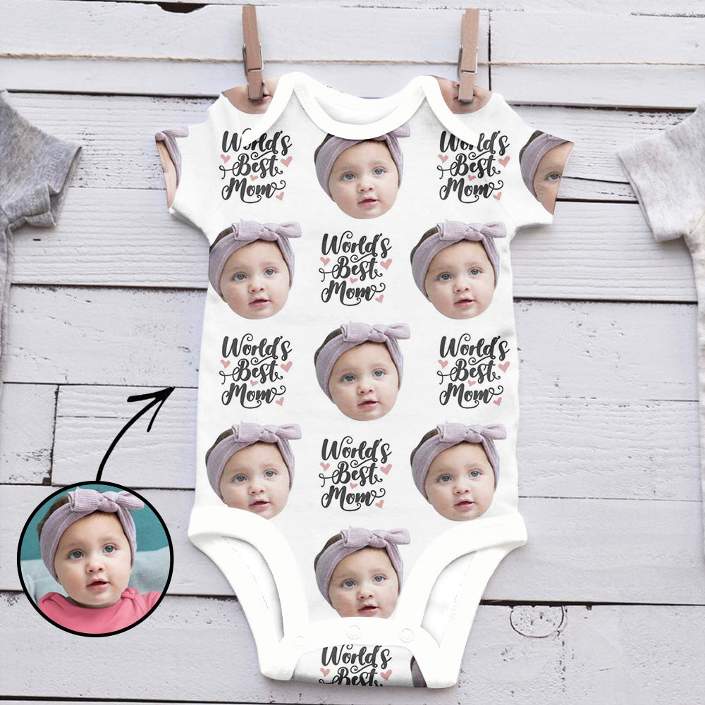 Custom Photo Baby Bodysuit World's Best Mom - Mother's Day Gift