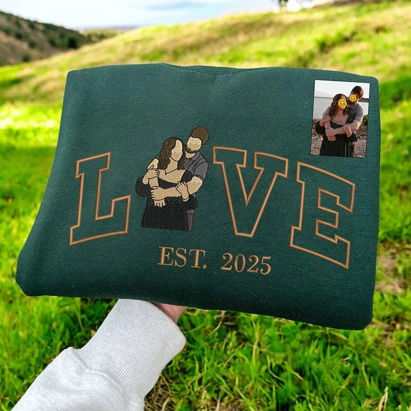 Custom Couple Hoodies with Heart - Felt Embroidery for Valentine's