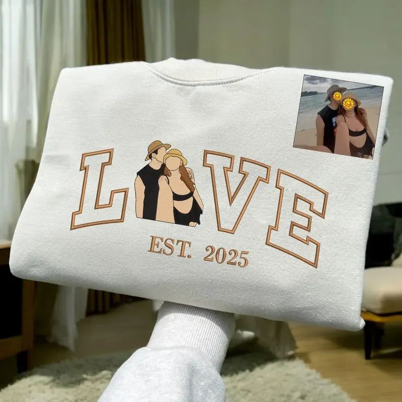 Custom Couple Hoodies with Heart - Felt Embroidery for Valentine's