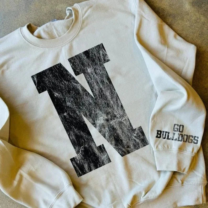 Bold Digit Varsity Sweater – Personalized Distressed Finish