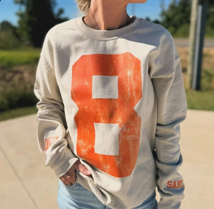 Bold Digit Varsity Sweater – Personalized Distressed Finish