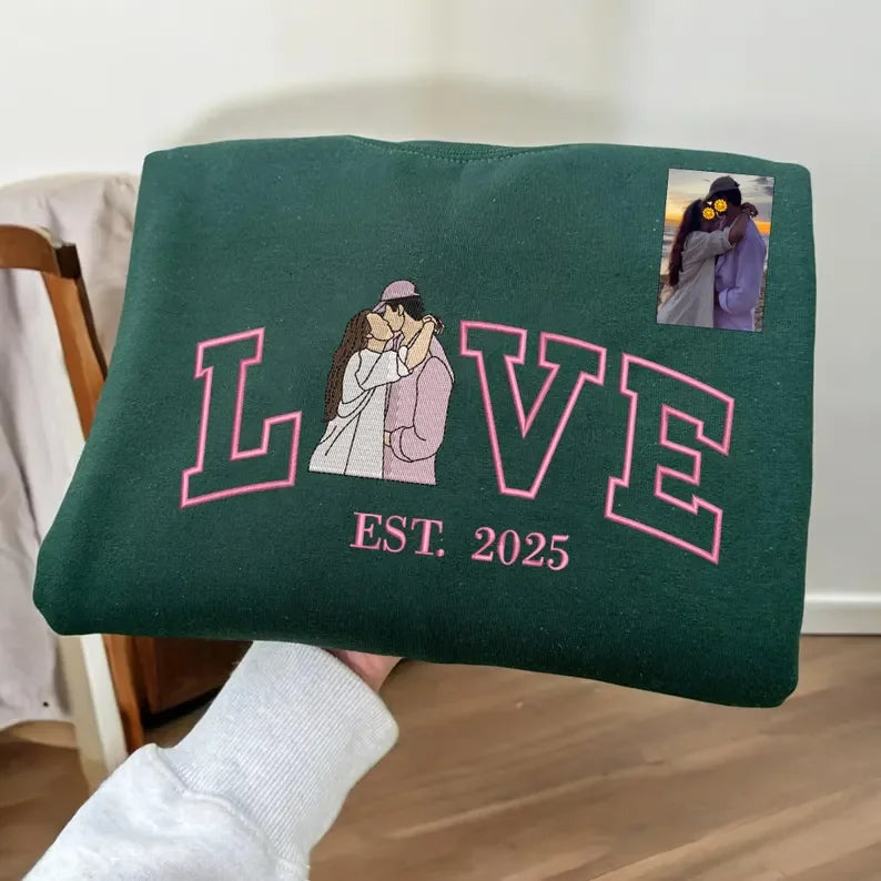 Custom Couple Hoodies with Heart - Felt Embroidery for Valentine's