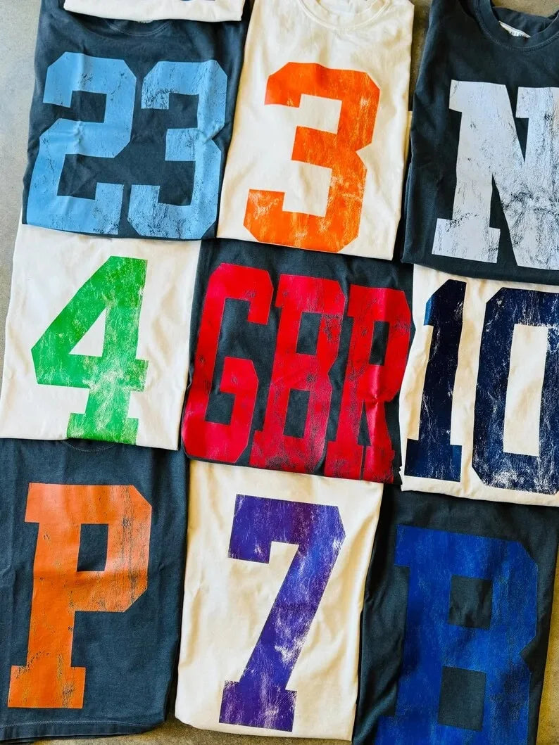 Bold Digit Varsity Sweater – Personalized Distressed Finish