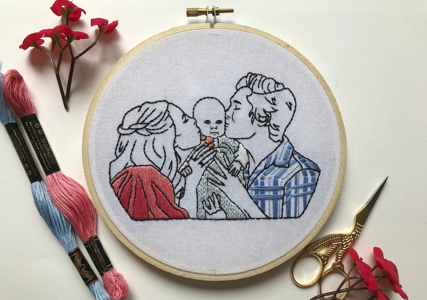 Custom Embroidery Portrait, Embroidery Portrait, Family Portrait, Personalised Gift, Embroidery Hoop Art | MADE TO ORDER