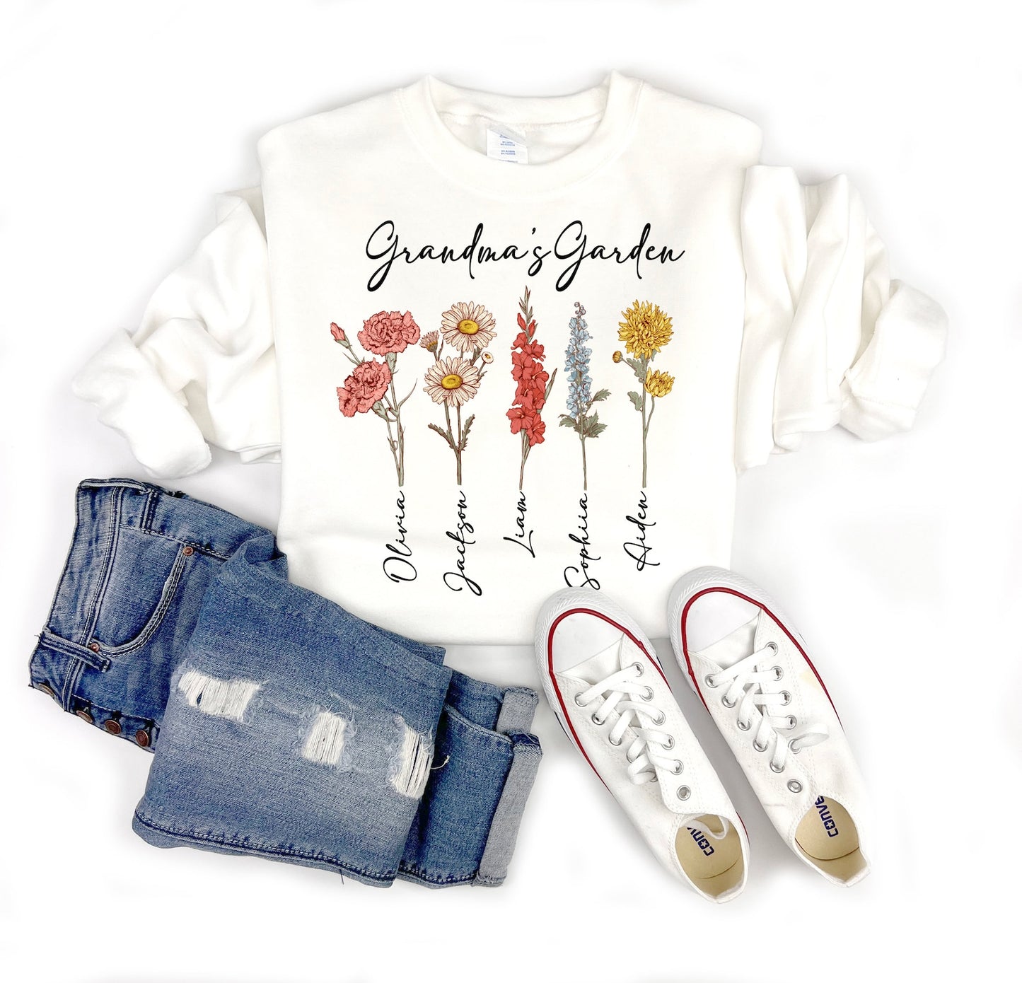 Elegant Custom Birth Flower Sweatshirt – Ideal for Mother's Day or Birthday