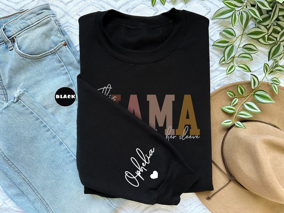 Wear Your Heart on Your Sleeve – Personalized Mama Sweatshirt with Kids’ Names | for Mom and Grandma Gift