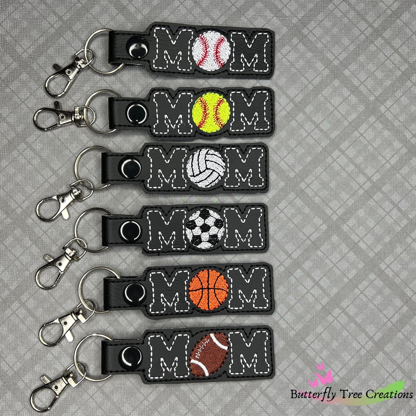 Volleyball Mom Embroidered Keychain - Handmade Team Spirit Bag Charm Gift for Moms