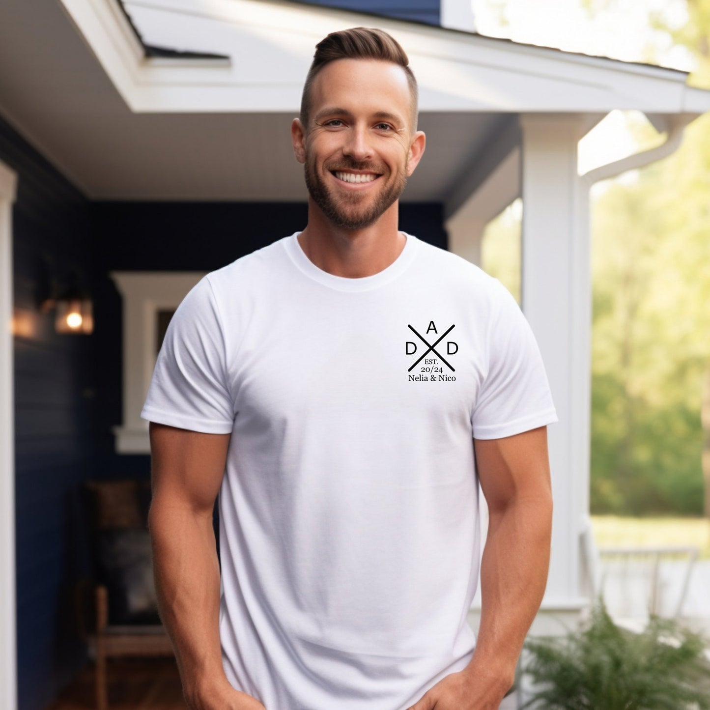 Timeless fatherhood: Personalized father shirt. T-shirt with the child's name and year of birth. Dad gift. Dad gift idea.