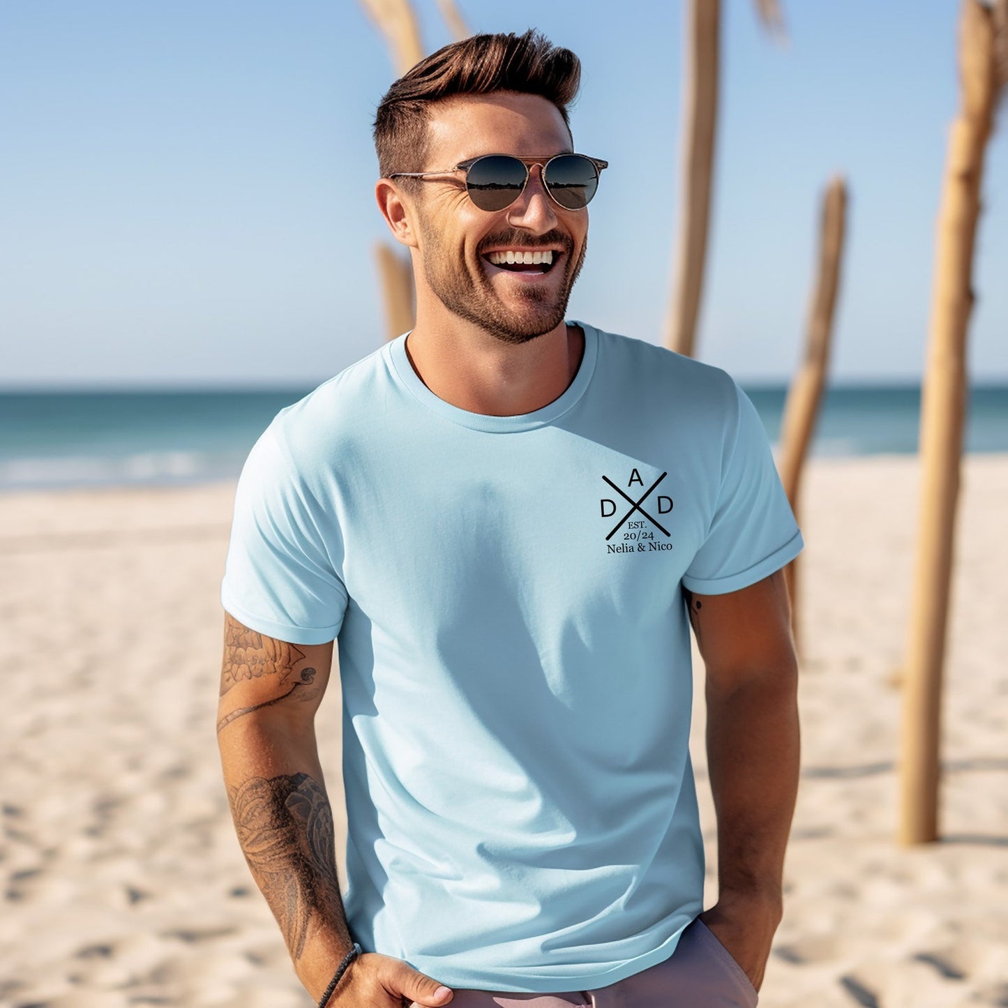 Timeless fatherhood: Personalized father shirt. T-shirt with the child's name and year of birth. Dad gift. Dad gift idea.