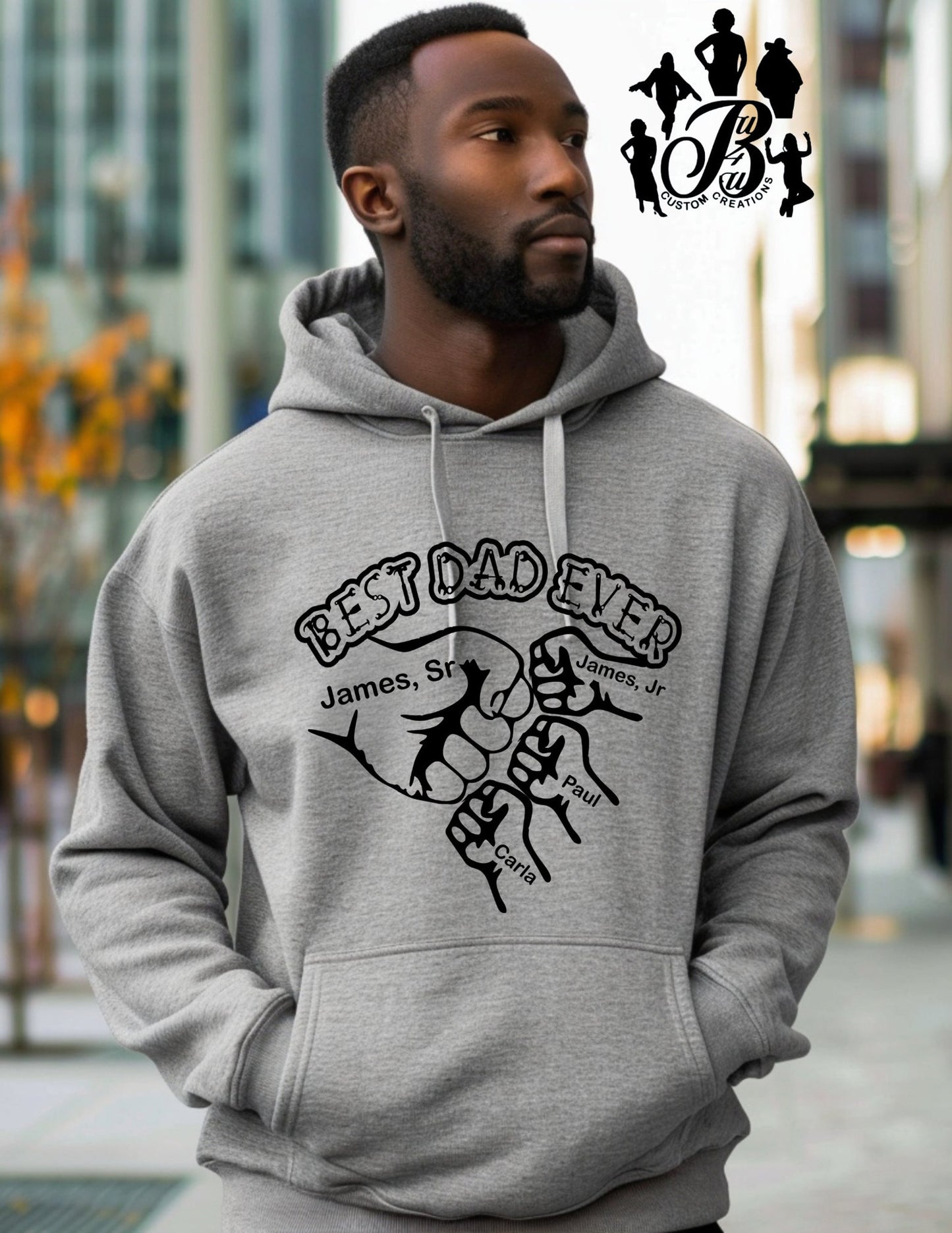 Printed Fist Bump Dad Sweatshirt – BEST DAD EVER