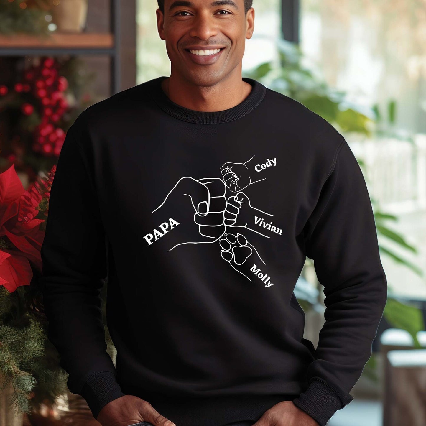 Custom Fist Bump Sweatshirt for Dad – Add Up to 6 Children's Names