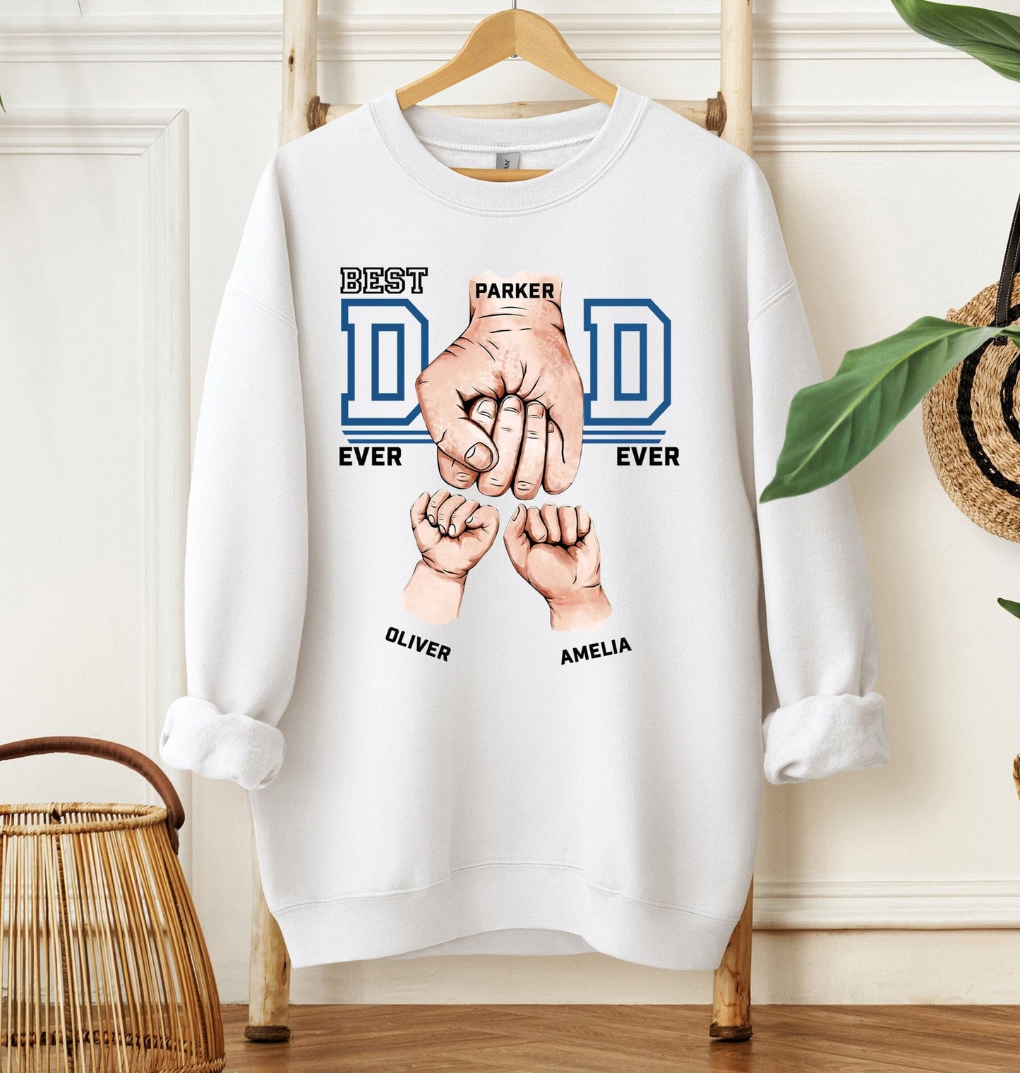 Printed Fist Bump Dad Sweatshirt – Father's Day Keepsake Gift