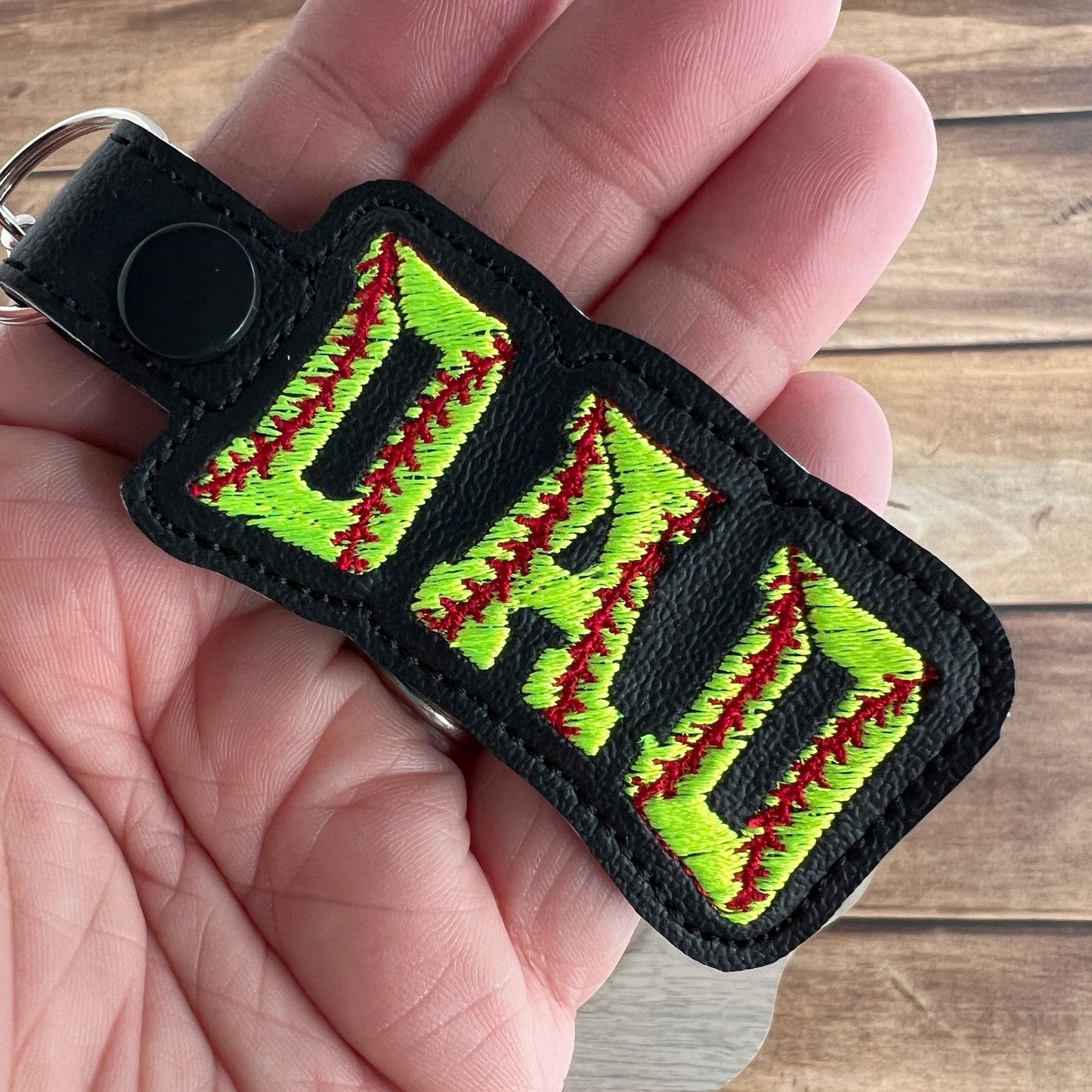 Softball Dad Embroidered Keychain - Handmade Team Spirit Bag Charm Gift for Dads