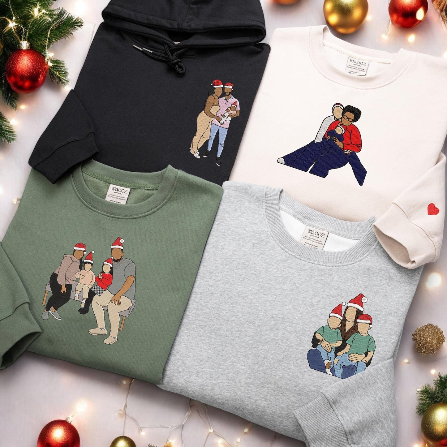 Christmas Custom Embroidered Custom Portrait Sweatshirt Family Christmas Sweater Ugly Christmas Holiday Sweater