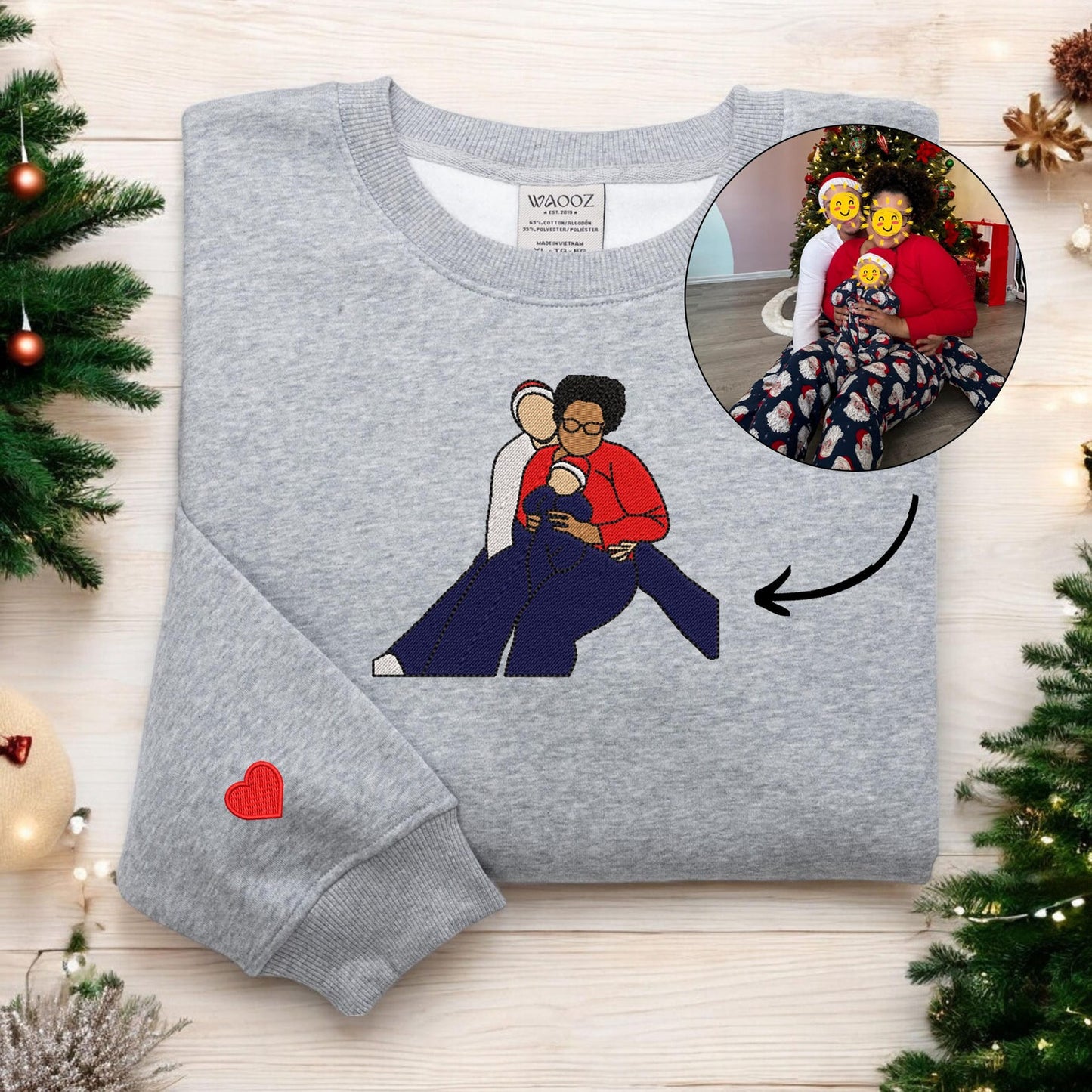 Christmas Custom Embroidered Custom Portrait Sweatshirt Family Christmas Sweater Ugly Christmas Holiday Sweater