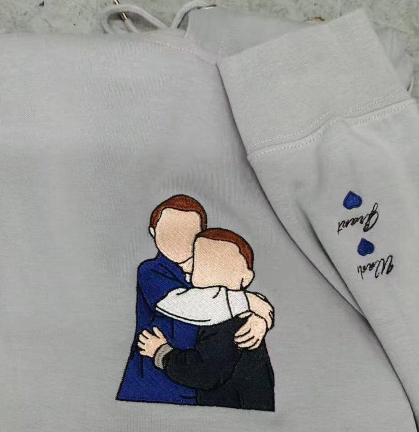 Custom Embroidered Sweatshirt for Dad with Kid Names on Sleeve, Personalized Dad Christmas Gifts Sweater,,Father's Day Gifts