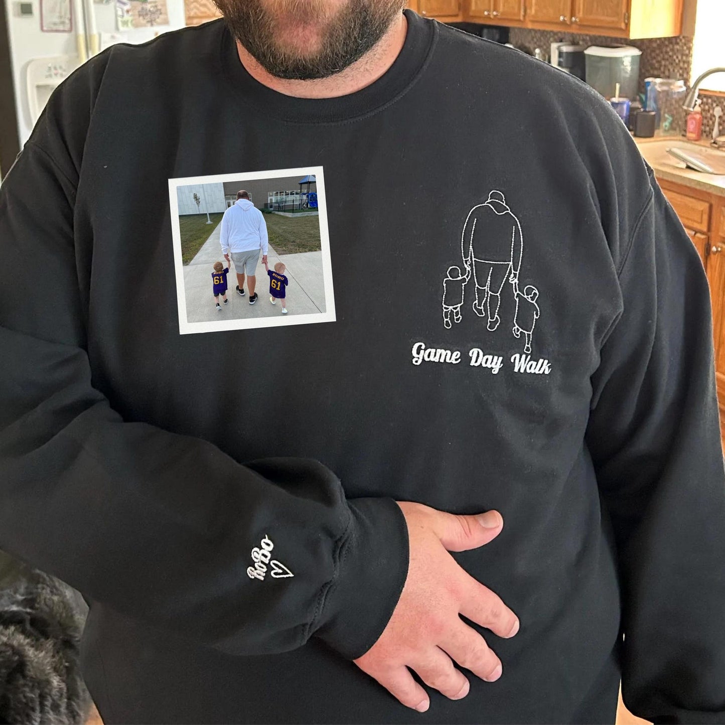 Custom Embroidered Hoodie Dad and Daughter | Personalized Dad Sweatshirt | Daddy Hoodie | Outline Photo | Family Portrait | Christmas Gift
