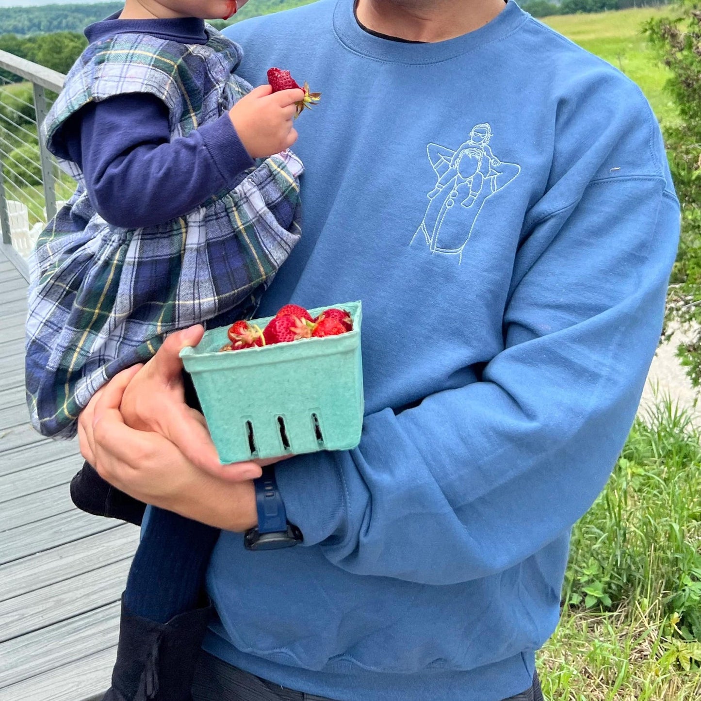 Custom Embroidered Hoodie Dad and Daughter | Personalized Dad Sweatshirt | Daddy Hoodie | Outline Photo | Family Portrait | Christmas Gift