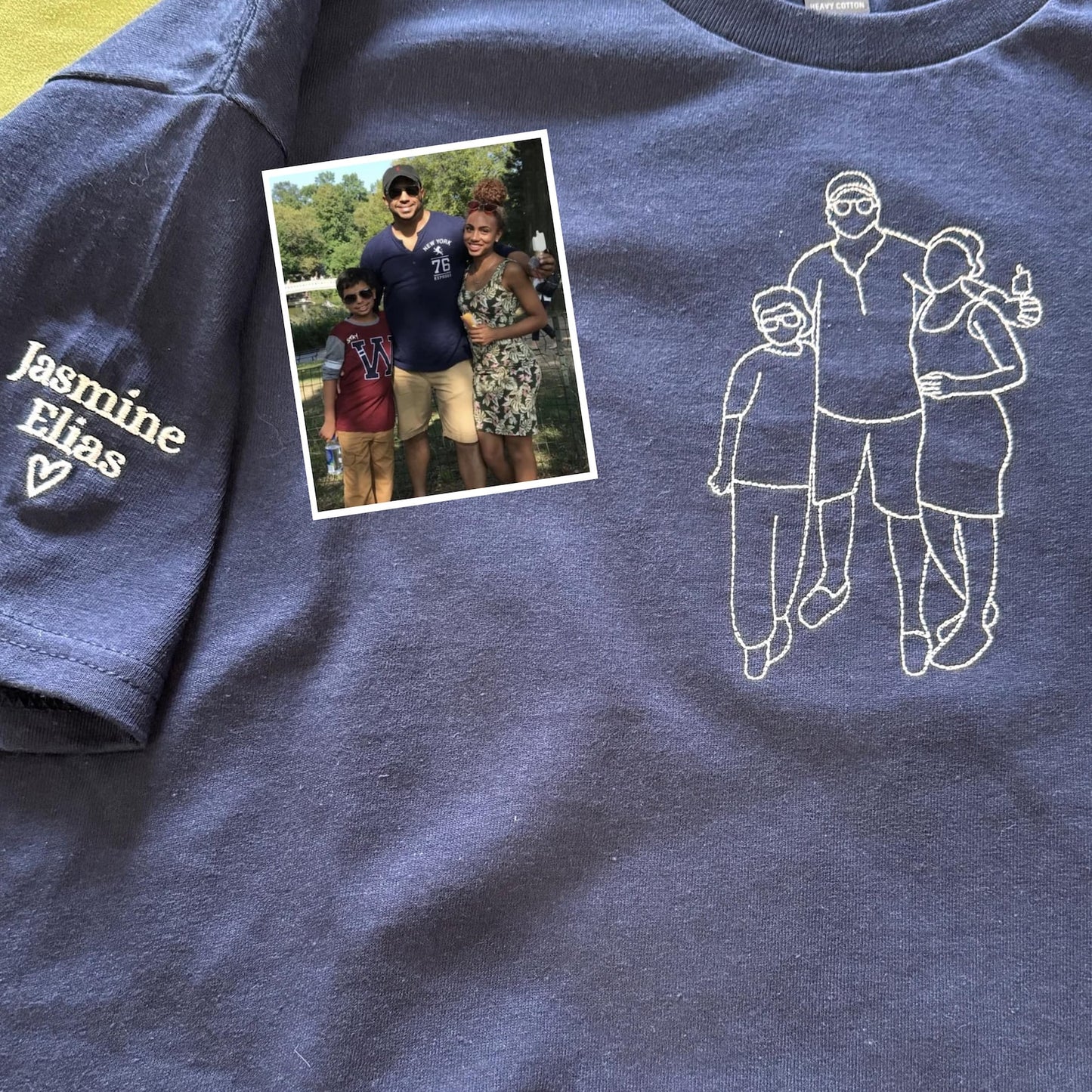 Custom Embroidered Hoodie Dad and Daughter | Personalized Dad Sweatshirt | Daddy Hoodie | Outline Photo | Family Portrait | Christmas Gift