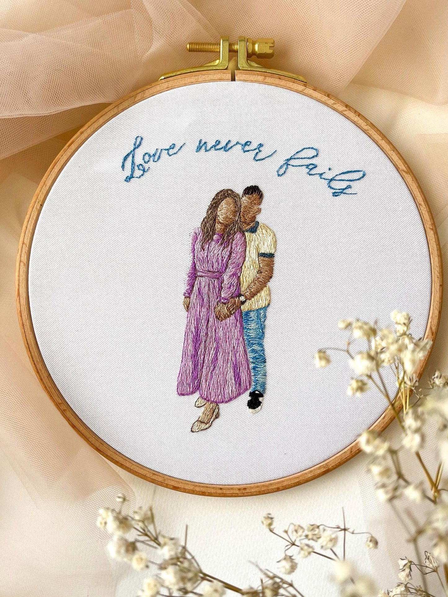 Couple embroidery hoop, couple portrait face embroidery, people embroidered design, couple anniversary gift, hand embroidery portrait