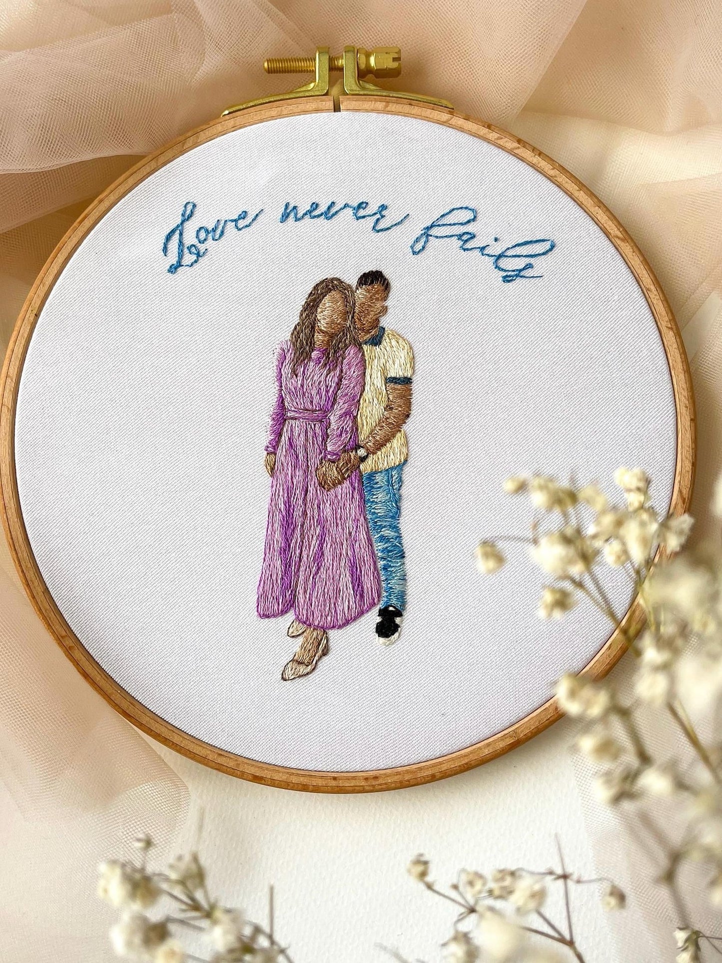 Couple embroidery hoop, couple portrait face embroidery, people embroidered design, couple anniversary gift, hand embroidery portrait