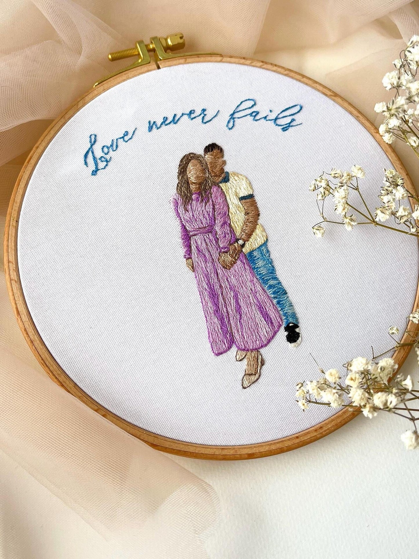 Couple embroidery hoop, couple portrait face embroidery, people embroidered design, couple anniversary gift, hand embroidery portrait
