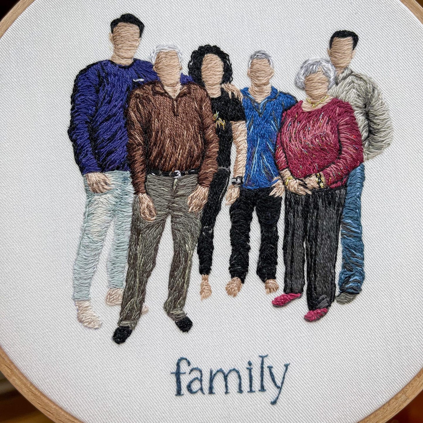 Personalized embroidery family photo hoop, family gift, family embroidery design, people embroidered, embroidery art