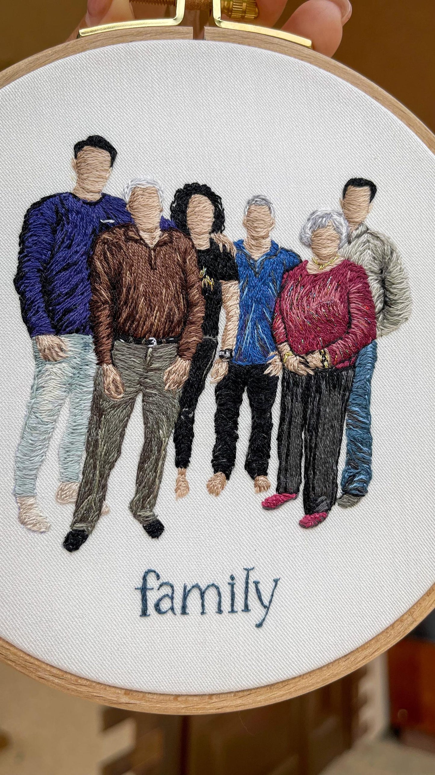 Personalized embroidery family photo hoop, family gift, family embroidery design, people embroidered, embroidery art