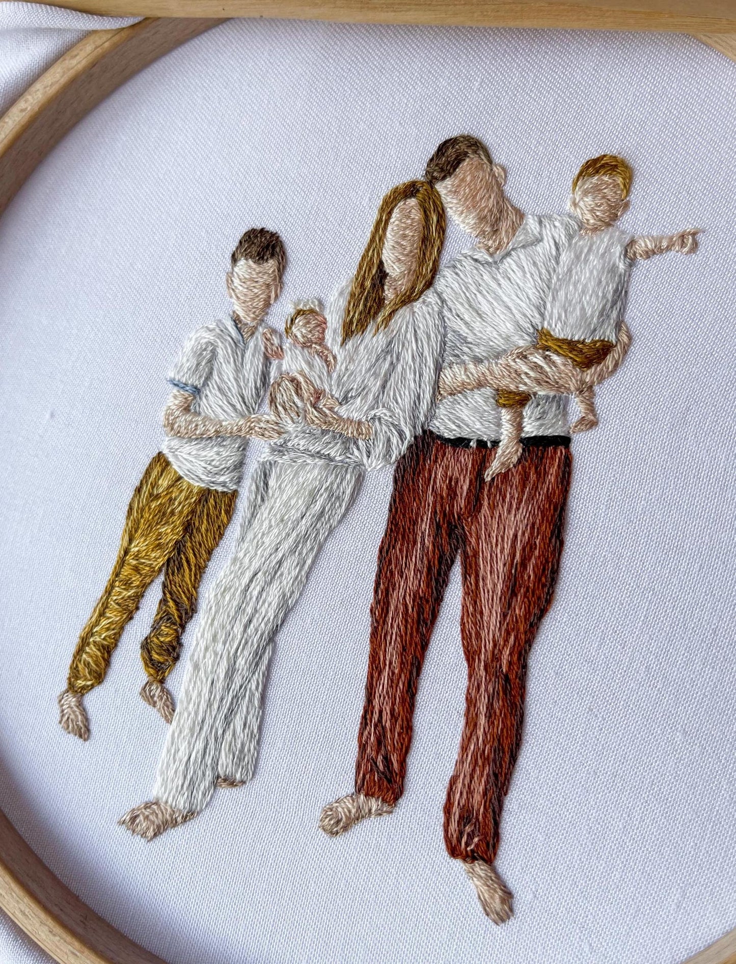 Family portrait embroidered, custom embroidery hoop, embroidered photo, people embroidery design, family embroidered gift