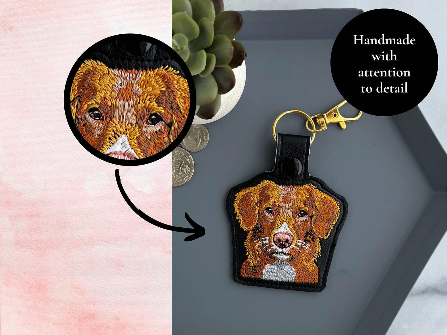 Death's Head Hawkmoth Keychain, Embroidered Witchy Halloween Autumn Key Fob or Bag Charm, Great Gift for Moth Lover