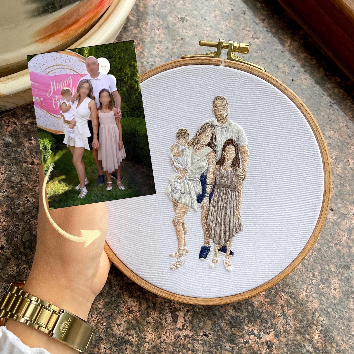 People embroidered portrait hoop, family embroidered gift, embroidery hoop art, family embroidery design, hand embroidery portrait