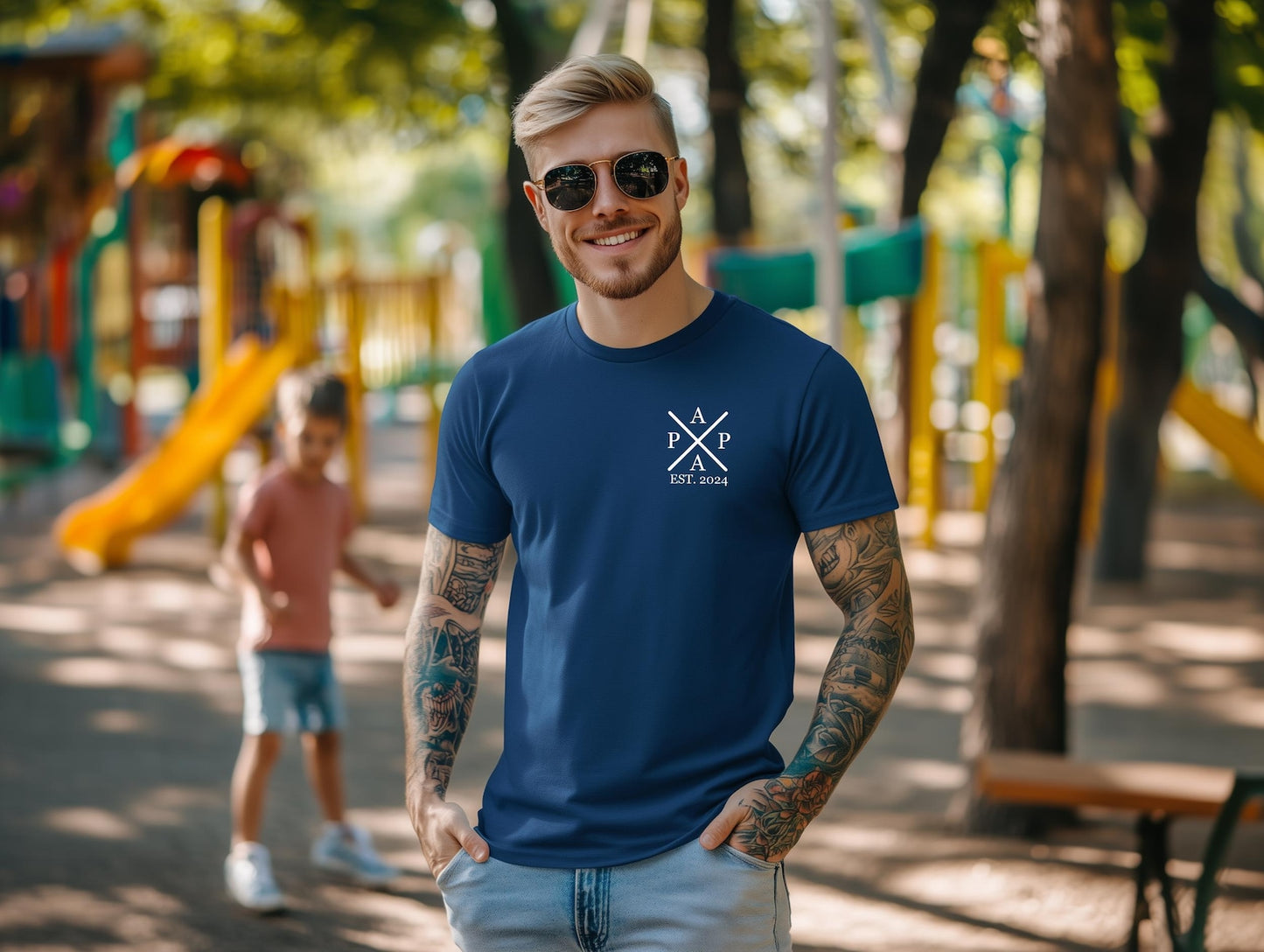 Personalized dad t-shirt with children's names and birth years - the perfect Father's Day and birthday gift. Gift idea for dad.