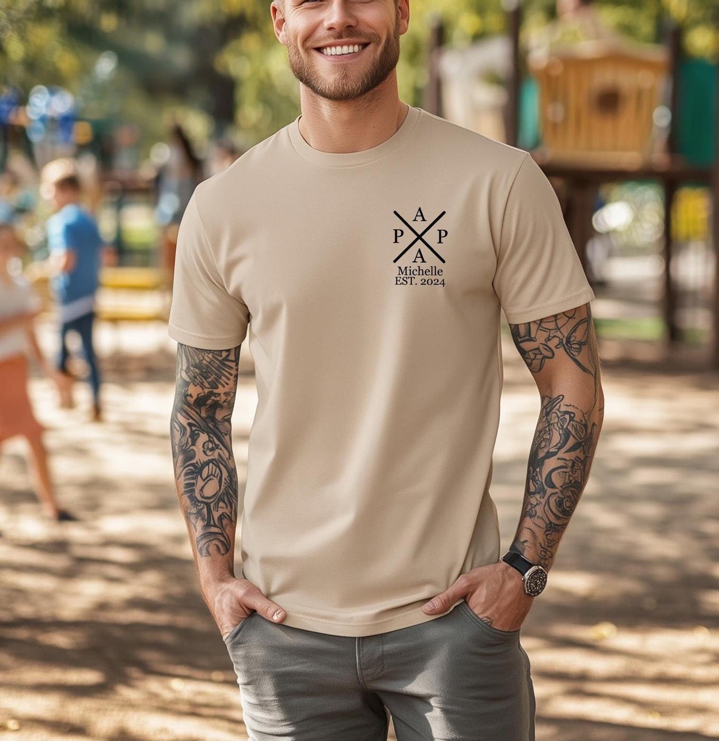 Personalized dad t-shirt with children's names and birth years - the perfect Father's Day and birthday gift. Gift idea for dad.