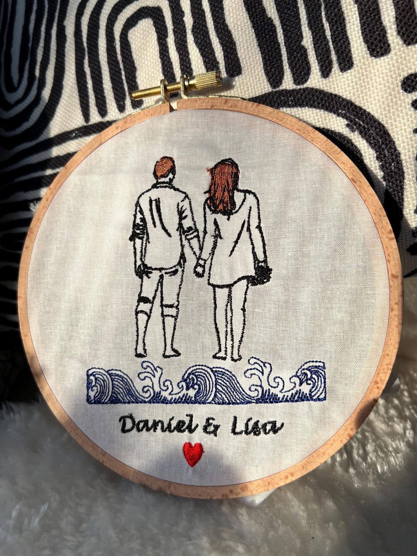 Custom Portrait Embroidery Personalized Family Photo Anniversary Gift Unique Keepsake