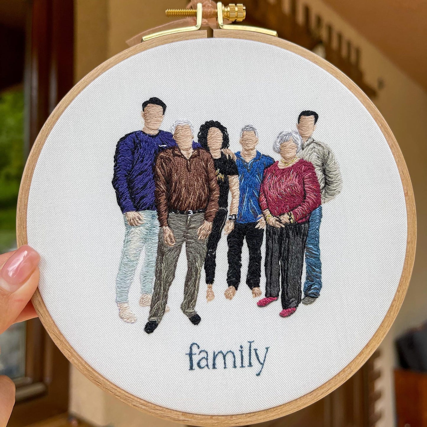 Personalized embroidery family photo hoop, family gift, family embroidery design, people embroidered, embroidery art