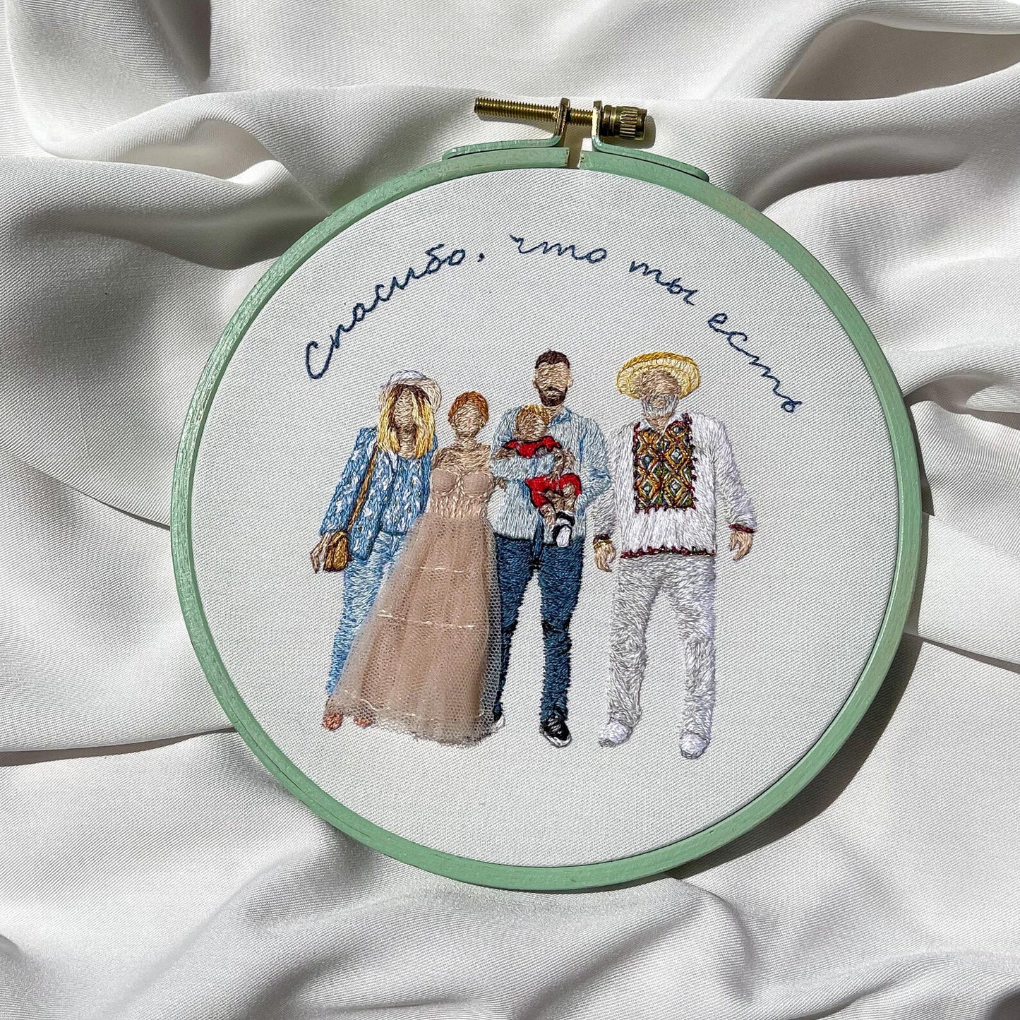Custom family embroidery photo hoop, people embroidered design, anniversary gift, hand embroidery, family gift, embroidery hoop art