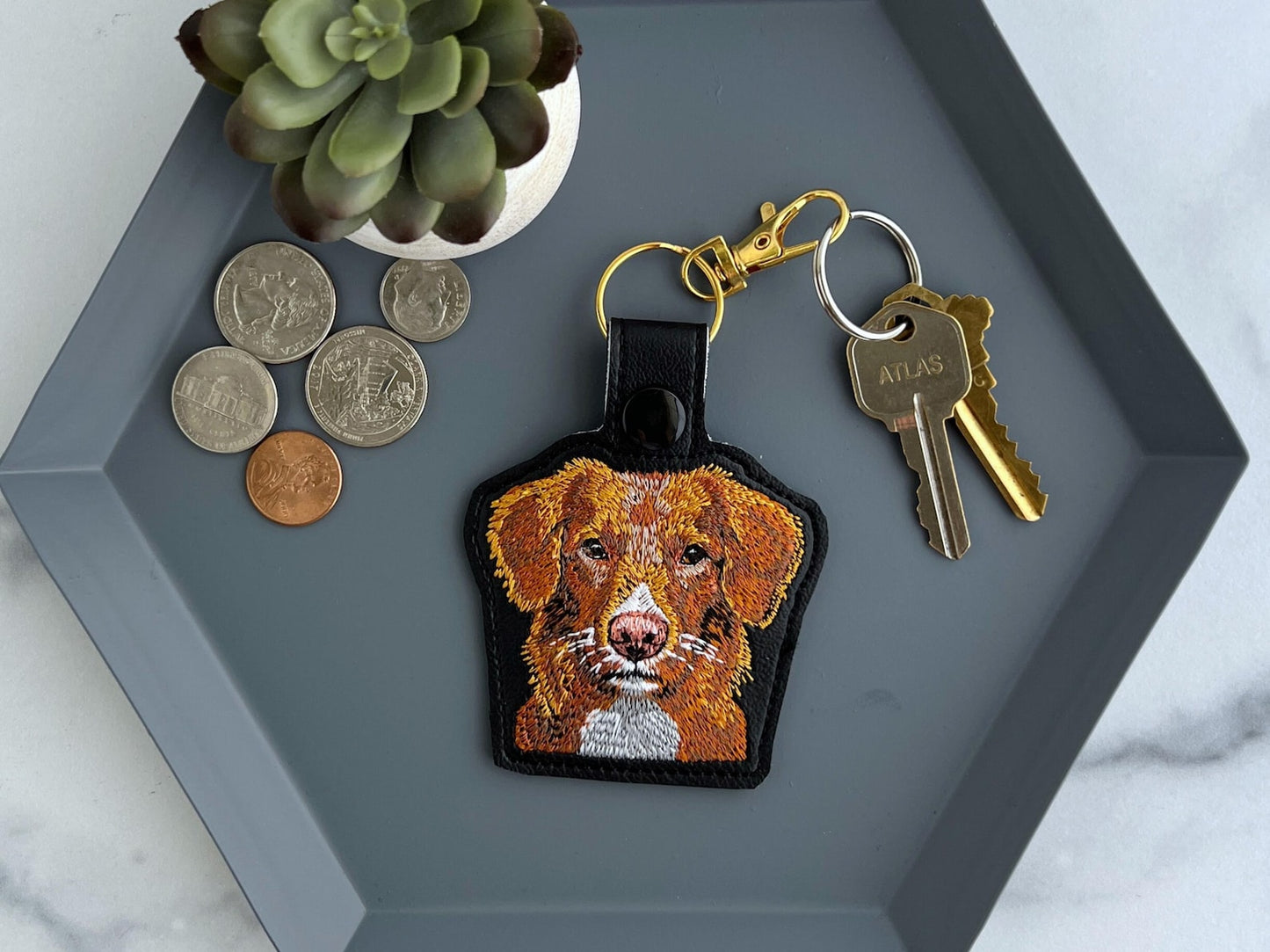 Death's Head Hawkmoth Keychain, Embroidered Witchy Halloween Autumn Key Fob or Bag Charm, Great Gift for Moth Lover