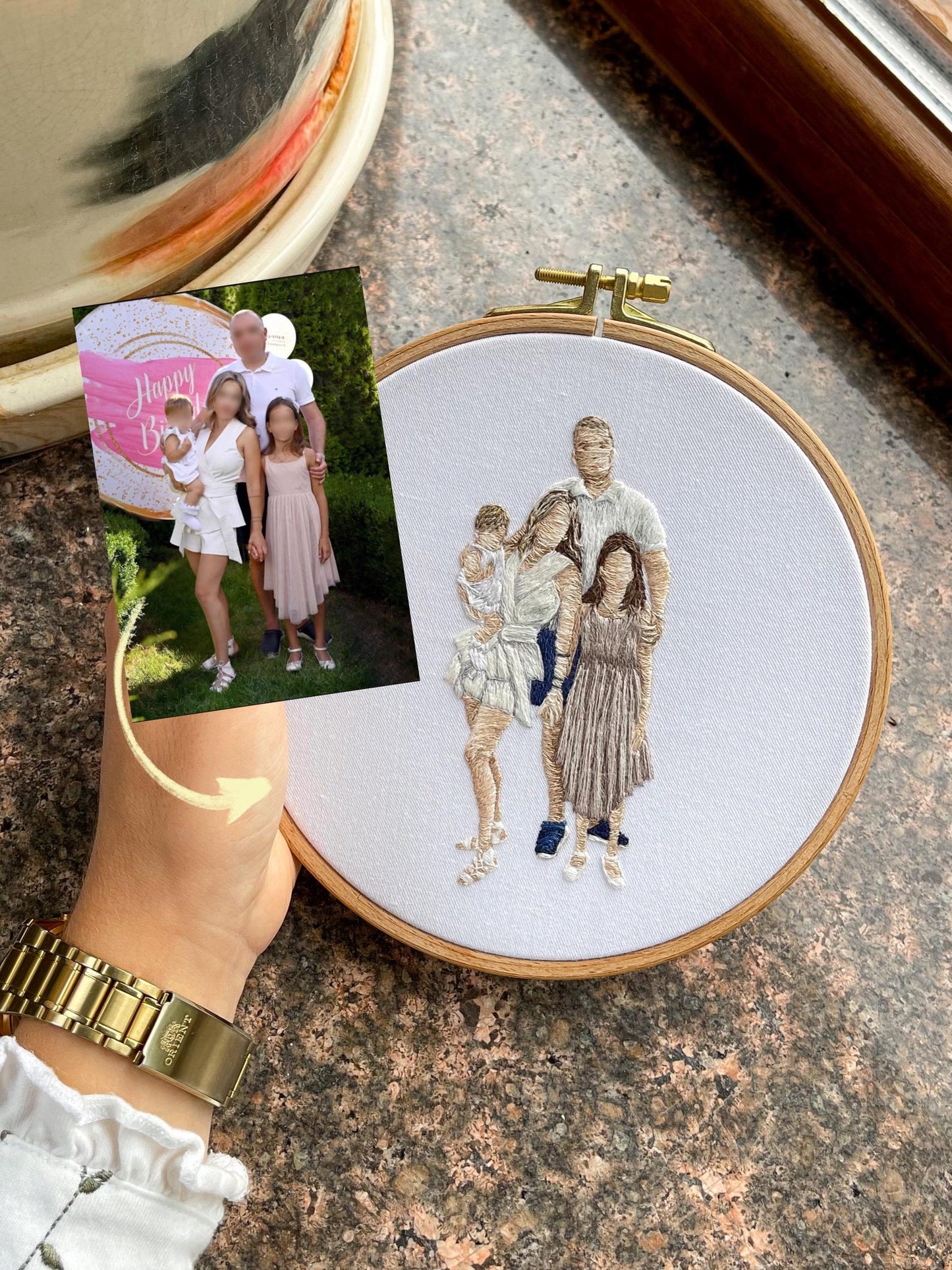 People embroidered portrait hoop, family embroidered gift, embroidery hoop art, family embroidery design, hand embroidery portrait